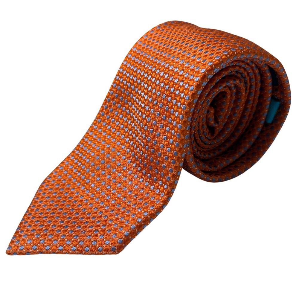 Ted Baker Tie Mens Orange Blue Geometric Silk Dapper Designer‎ Formal Necktie
